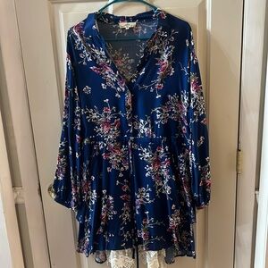 Blue Floral Dress - Includes slip